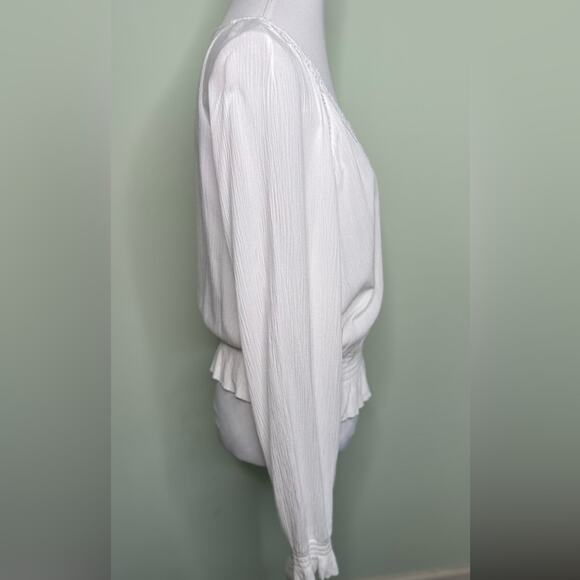 H&M White Divided Embroidered Top Size 12 - Picture 7 of 11